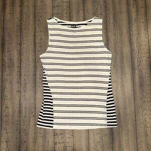 Three Dots black white striped tank sz M
